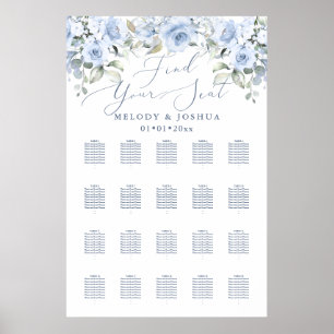 Modern Calligraphy Font DIY colour Dusty Blue Rose Poster