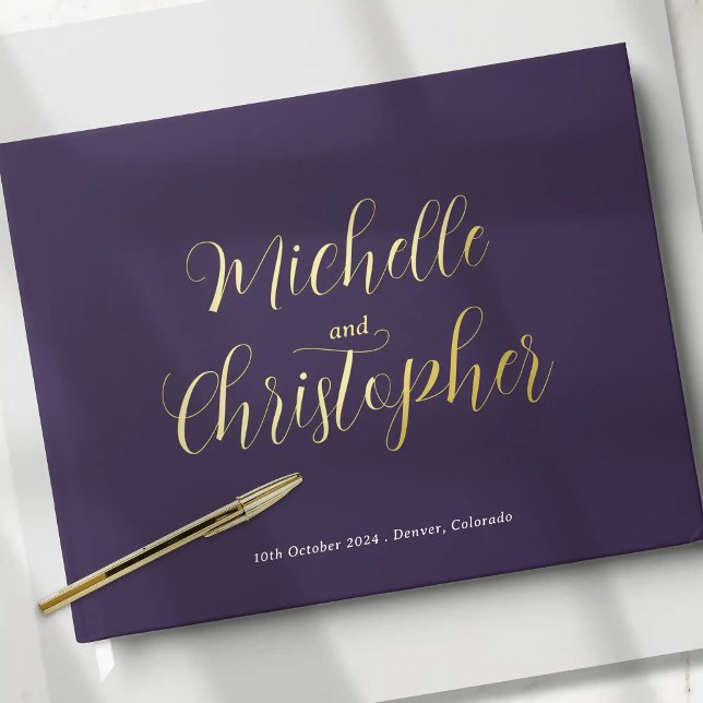 Modern Calligraphy for Bride and Groom's Wedding Guest Book (Modern Calligraphy for Bride and Groom's Wedding foil guest book. Simple elegant wedding style.)