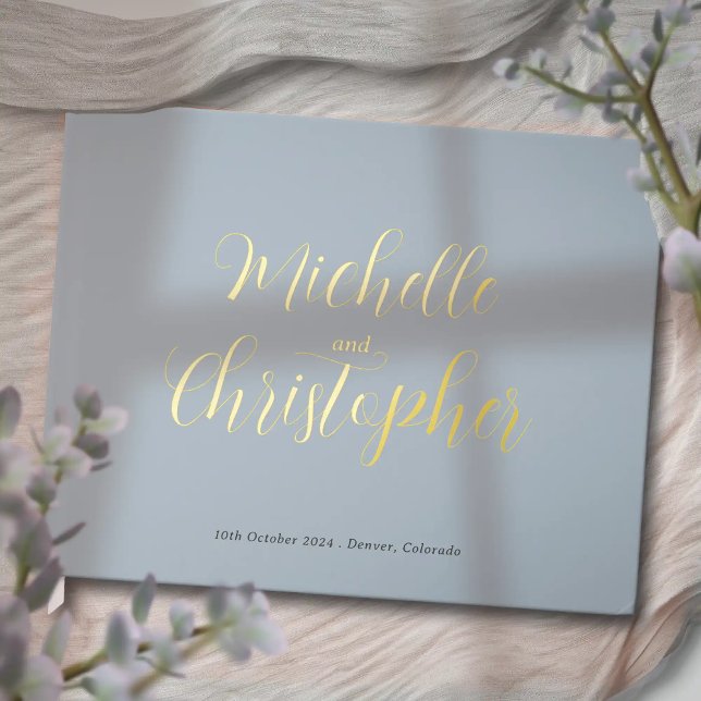 Modern Calligraphy for Bride and Groom's Wedding Guest Book (Modern Calligraphy for Bride and Groom's Wedding foil guest book. Simple elegant wedding style.)