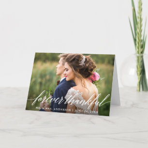 Modern Calligraphy Forever Thankful Wedding Fold Thank You Card