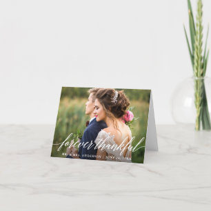 Modern Calligraphy Forever Thankful Wedding Note Thank You Card