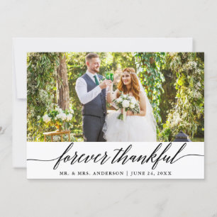 Modern Calligraphy Forever Thankful Wedding Thank You Card