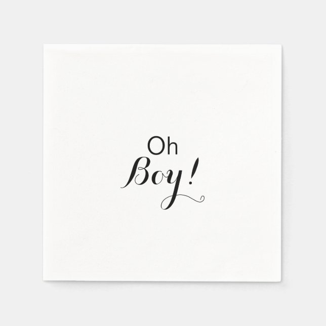 Modern Calligraphy Formal Oh Boy Baby Shower  Napkin (Front)