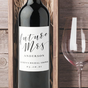 Modern Calligraphy Future Mrs. Bridal Shower Wine Label