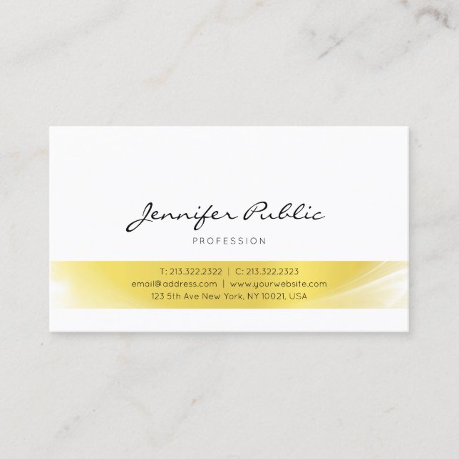 Modern Calligraphy Gold Luxury Trendy Clean Plain Business Card (Front)