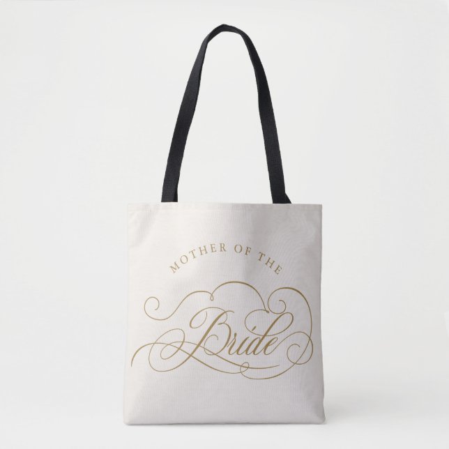 Modern calligraphy gold Mother of the Bride Tote Bag (Front)
