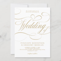 Modern calligraphy gold white QR code wedding
