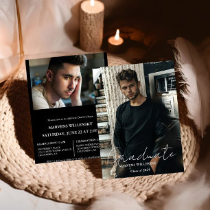 Modern Calligraphy Graduate Photo Graduation Invitation