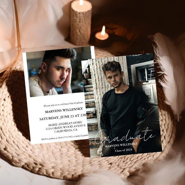 Modern Calligraphy Graduate Photo Graduation Invitation (Creator Uploaded)