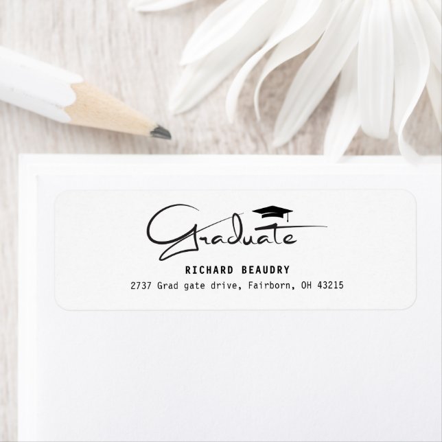 Modern Calligraphy Graduation Cap Return Address  (Insitu)