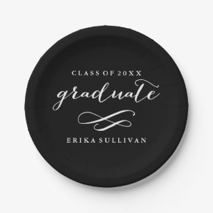 Modern Calligraphy Graduation Custom Colour Paper Plate