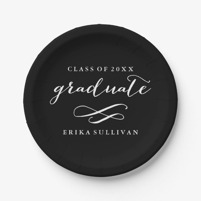 Modern Calligraphy Graduation Custom Colour Paper Plate (Front)