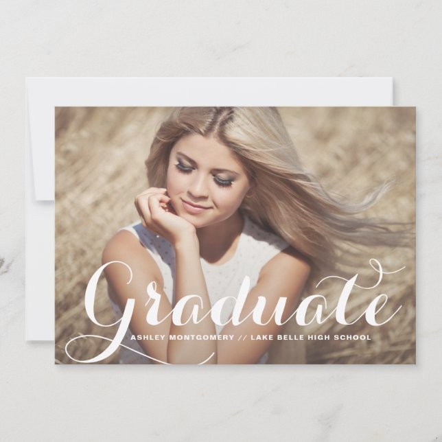 Modern Calligraphy Graduation Party Invitation (Front)