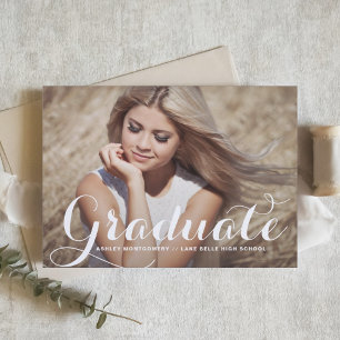 Modern Calligraphy Graduation Party Invitation