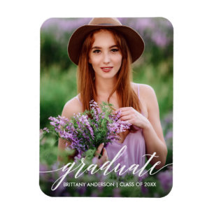 Modern Calligraphy Graduation Photo Magnet