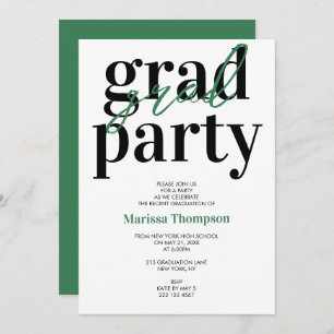 Modern Calligraphy Green Graduation Party  Invitation
