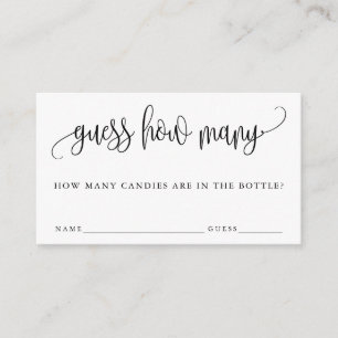 Modern Calligraphy Guess How Many Game Card