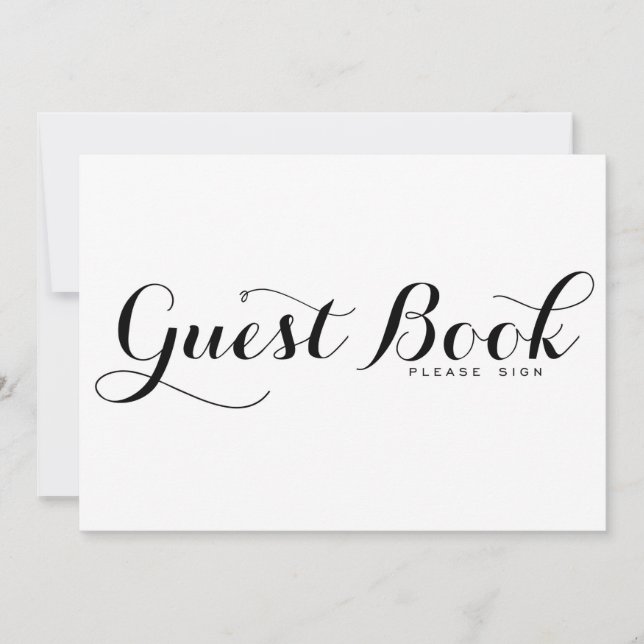 Modern Calligraphy | Guest Book Wedding Sign Card (Front)