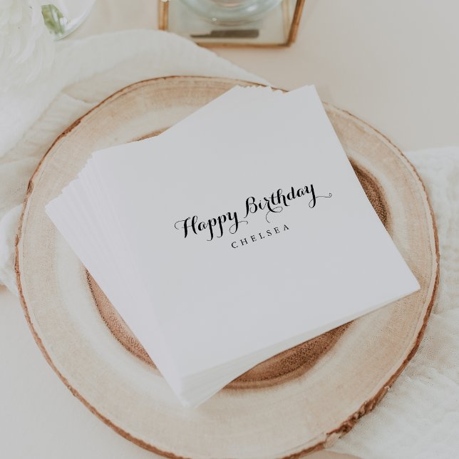 Modern Calligraphy Happy Birthday Napkin (Creator Uploaded)
