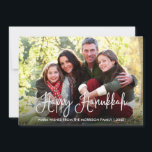 Modern Calligraphy Happy Hanukkah Family Photo Holiday Card<br><div class="desc">Modern Fun Calligraphy Script Happy Hanukkah Family Photo Card</div>