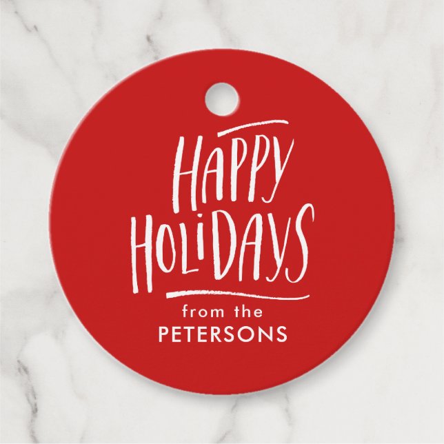Modern Calligraphy Happy Holidays Favour Tags (Front)