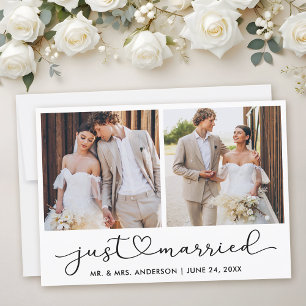 Modern Calligraphy Heart Script 2 Photos Wedding  Announcement