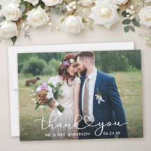 Modern Calligraphy Heart Script Wedding Photo