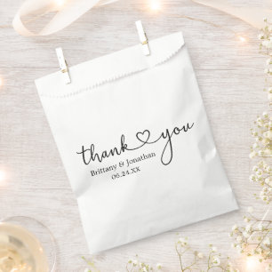 Modern Calligraphy Heart Wedding Thank You Favour Bags