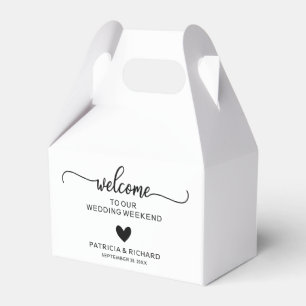 Modern Calligraphy Heart Wedding Welcome Weekend Favour Box