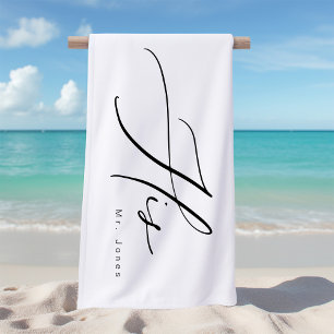 Modern Calligraphy His Honeymoon Beach Towel