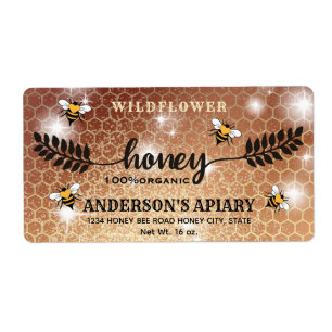 Modern calligraphy honey branch jar label