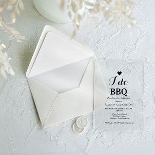 Modern calligraphy i do bbq bridal shower  acrylic invitations