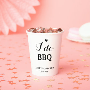 Modern calligraphy i do bbq bridal shower  paper cups