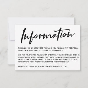 Modern Calligraphy Information Gold Striped Back RSVP Card