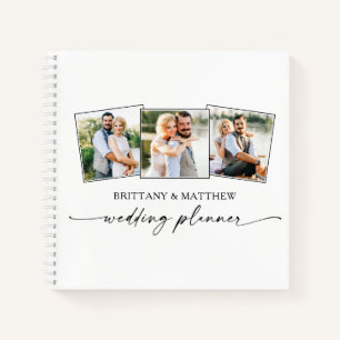 Modern Calligraphy Ink 3 Photo Wedding Planner Notebook