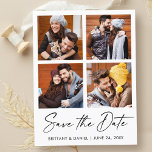 Modern Calligraphy Ink 4 Photo Save The Date Postcard<br><div class="desc">Modern Minimalist Elegance Calligraphy Ink Pen Handwritten Script Wedding Engagement Announcement 4 Photo Save The Date Postcard</div>