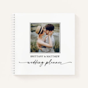 Modern Calligraphy Ink Photo Wedding Planner Notebook