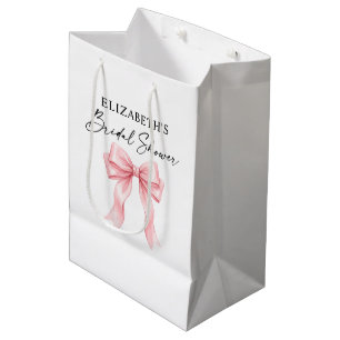 Modern Calligraphy Ink Pink Bow Bridesmaid Medium Gift Bag