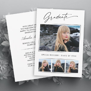 Modern Calligraphy Ink Script Graduate 4 Photo Announcement