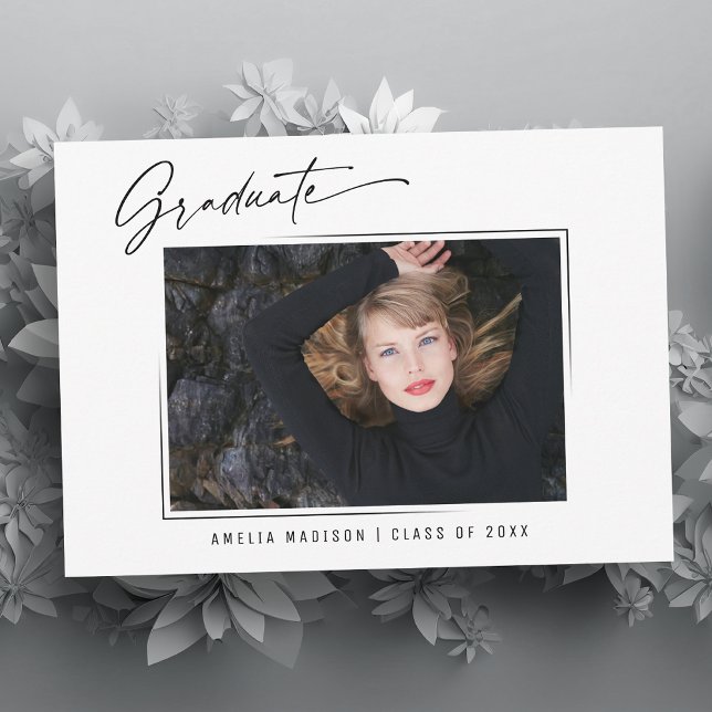 Modern Calligraphy Ink Script Graduate Photo Announcement (Creator Uploaded)