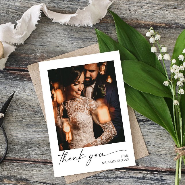 Modern Calligraphy Instant Photo Thank You Card (Creator Uploaded)