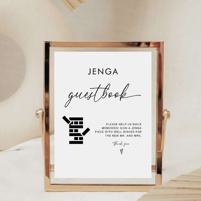 Modern Calligraphy Jenga Guest Book Wedding Sign (Creator Uploaded)