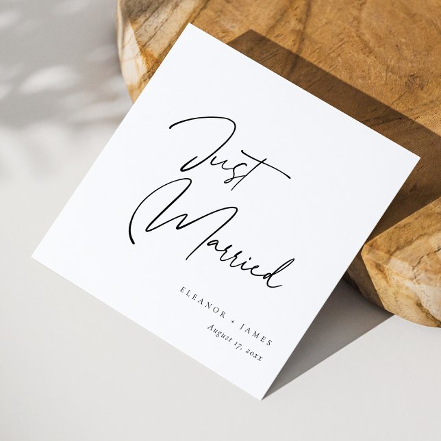 Modern Calligraphy Just Married : Personalised Napkin (Modern Calligraphy Just Married : Personalized Napkins)