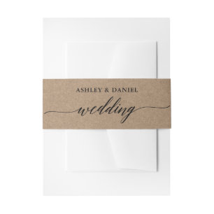 Modern Calligraphy Kraft Wedding Invitation Belly Band