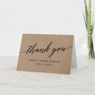 Modern Calligraphy Kraft Wedding Note Thank You Card