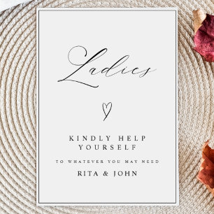 Modern Calligraphy Ladies Bathroom Wedding Sign