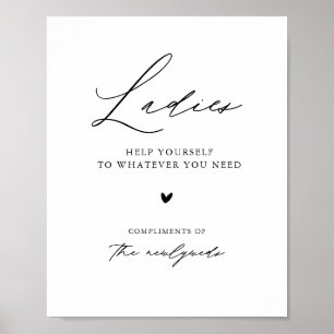 Modern Calligraphy Ladies Wedding Bathroom Sign
