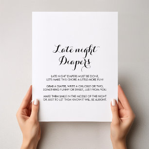 Modern Calligraphy Late Night Diaper Sign