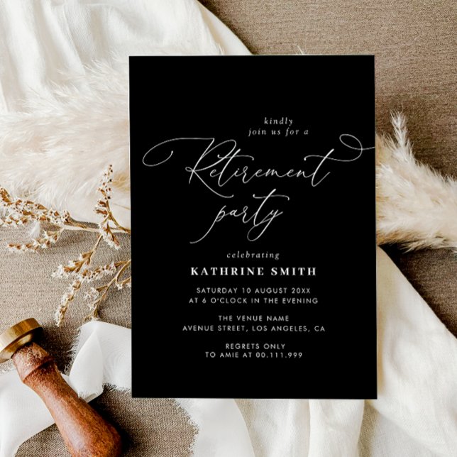 Modern Calligraphy Lettering Retirement Party Invitation (Creator Uploaded)