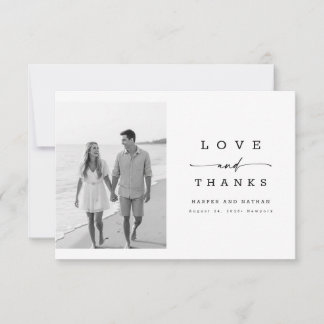 Modern Calligraphy Lettering Wedding Photo Thank You Card